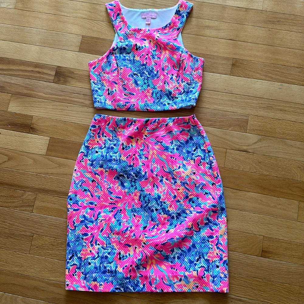 Lilly Pulitzer Two Piece Dress- coral pattern
